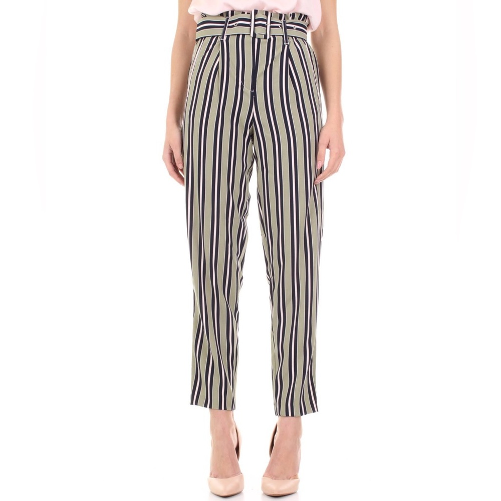 ONLY Green/Navy/Blush Striped Trouser